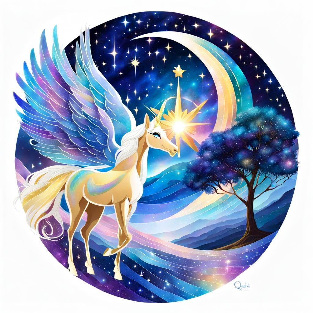 Queen Celestia: A Surreal Stardust Tapestry