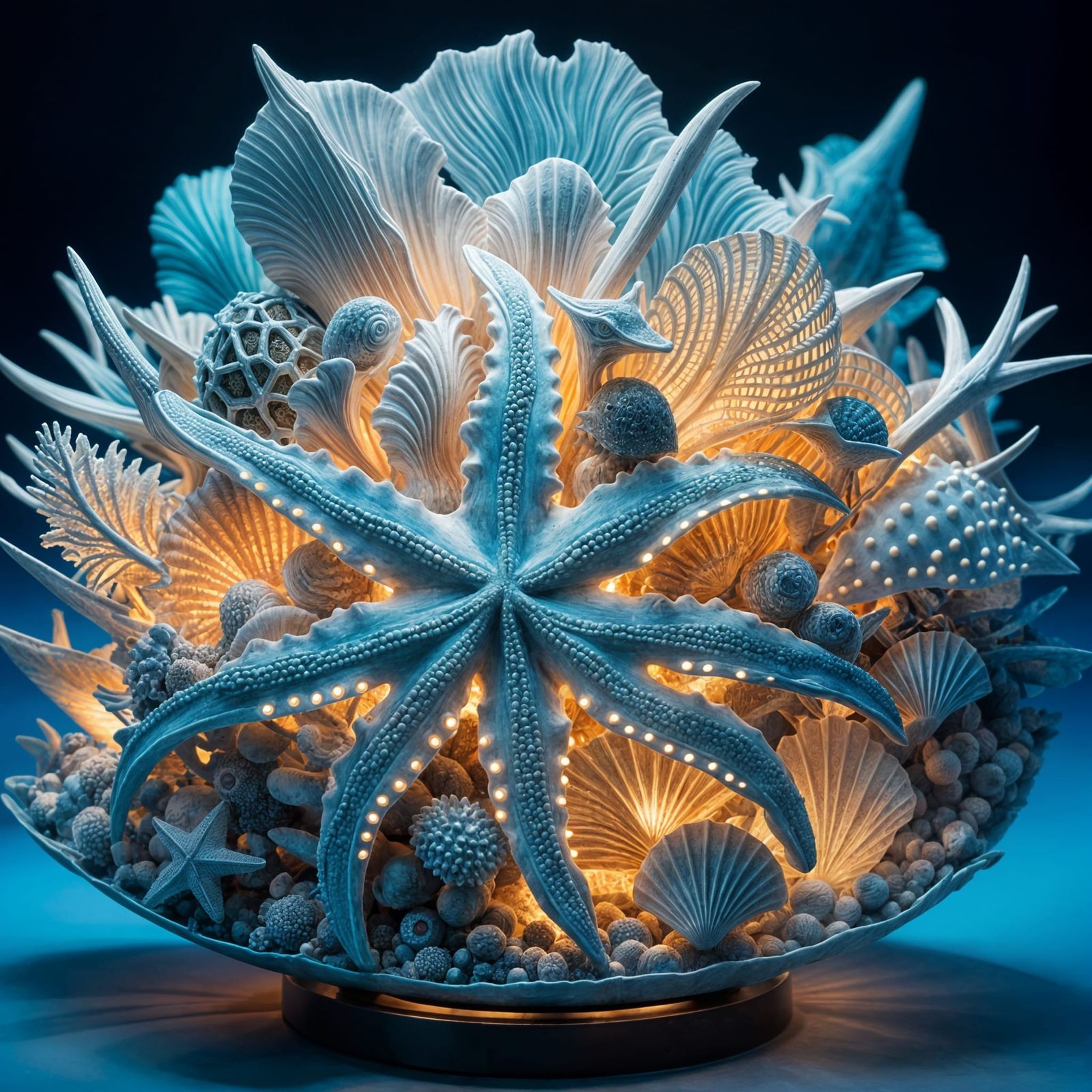 Crabshell and Seastar Lamp: Abstract 3D Rendering