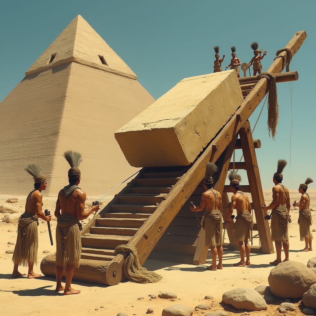 Ancient Egyptians Constructing a Pyramid
