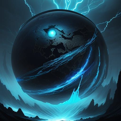 Ethereal Reaper of Electric Storms in Dark Surrealist Style