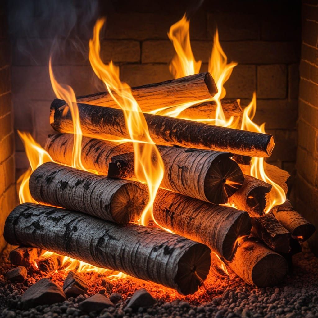 Warm Contrasts of a Glowing Fire