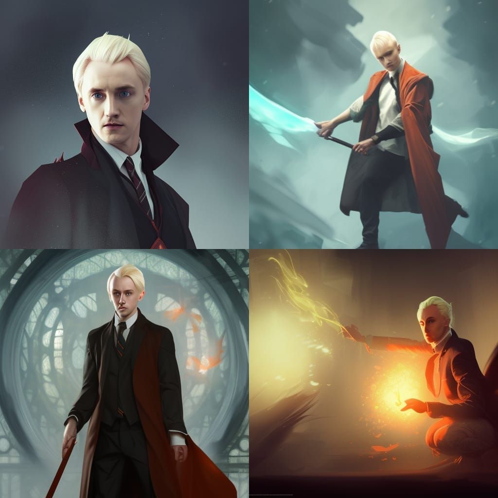 Detailed Portrait of Draco Malfoy in Art Nouveau Style