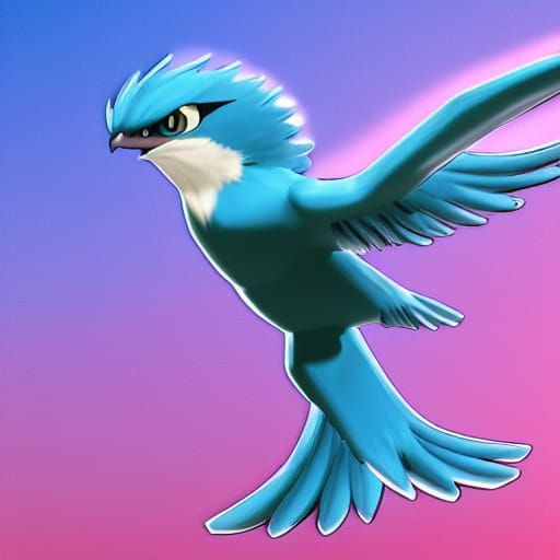 Detailed 3D Articuno Blue Falcon Concept Art