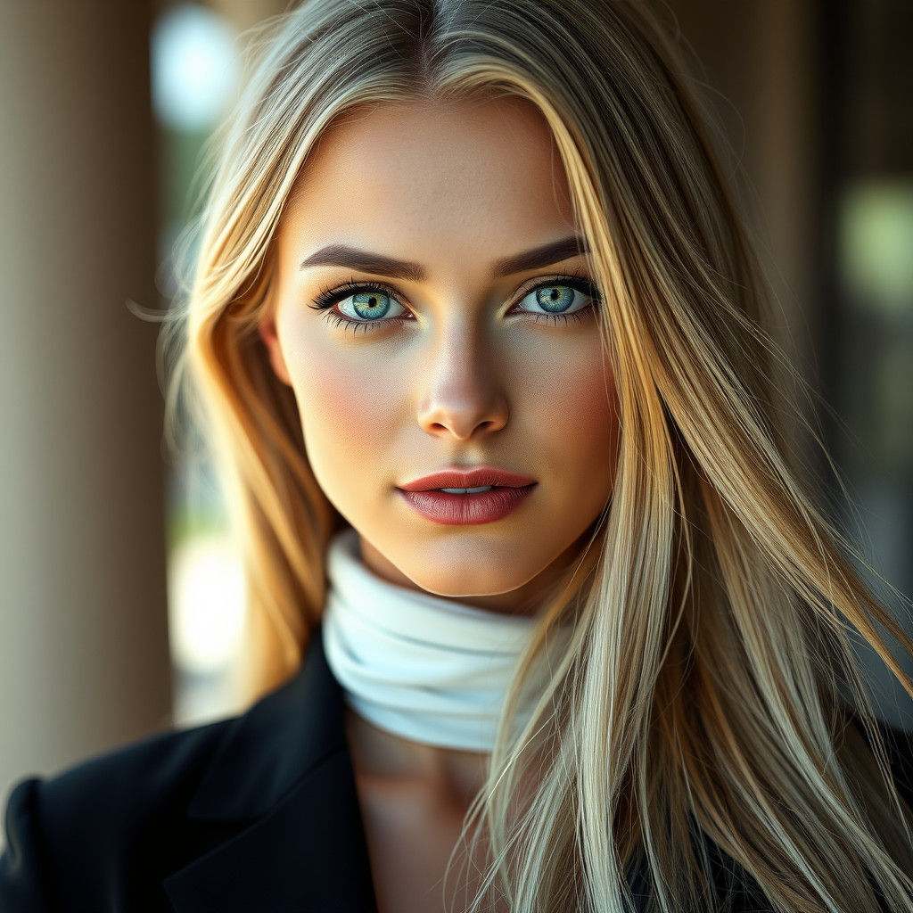 Elegant Blonde Woman Portrait in Greg Rutkowski Style