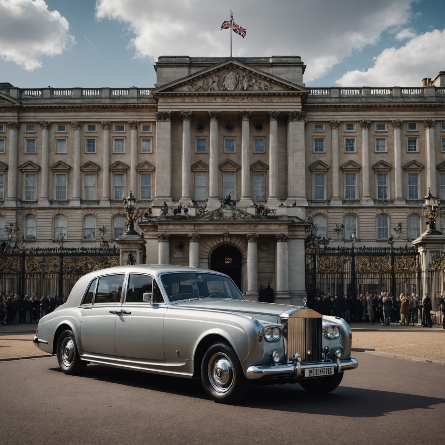 Silver Rolls-Royce at Buckingham Palace, Detailed Art