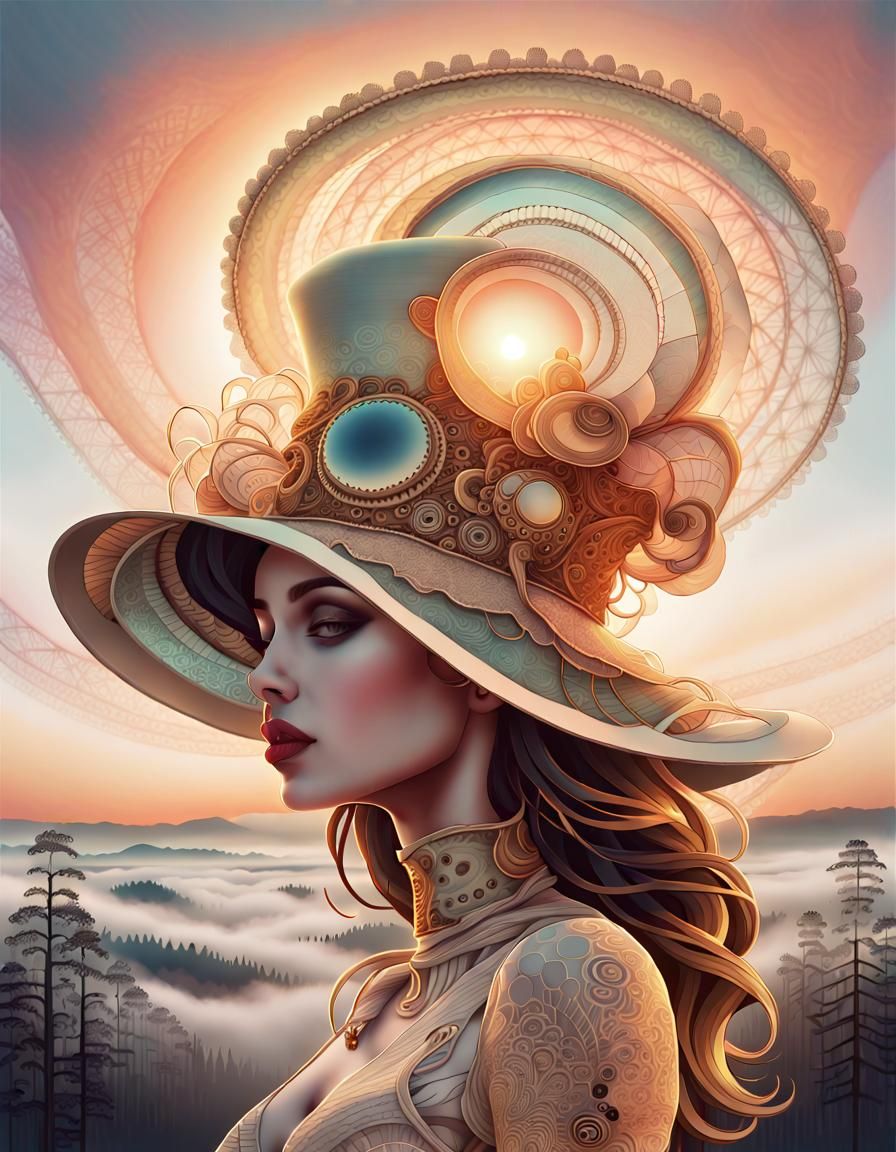 Dreamlike Woman's Hat in Art Brut Style