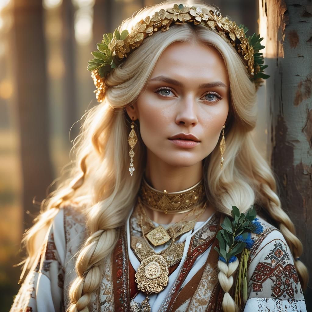 Captivating Portrait of a Russian Beauty in Slavic Attire
