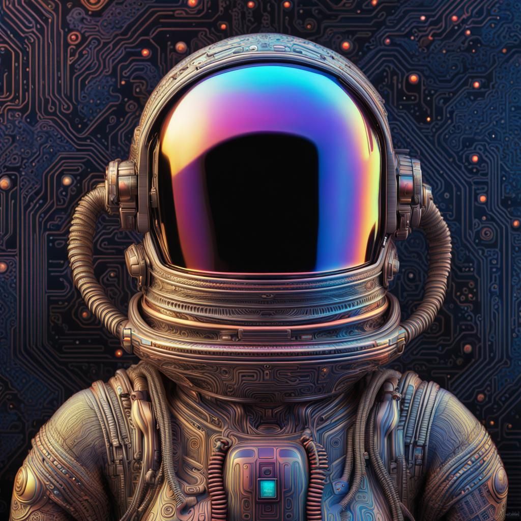 Astronaut In Front of Circuit Board