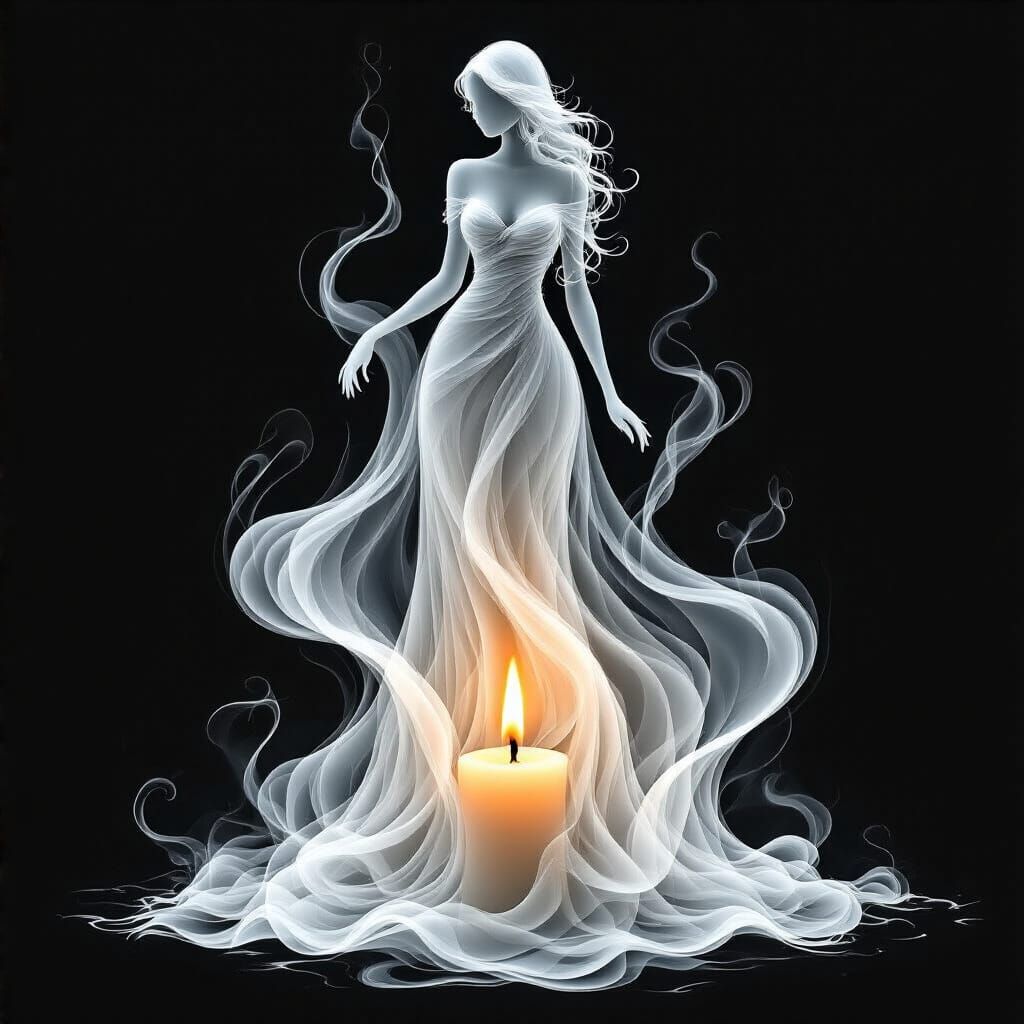 Ghostly Beauty Formed from Swirling Smoke Lines