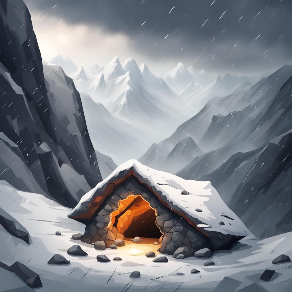Winter Mountain Cave: A Safe Shelter