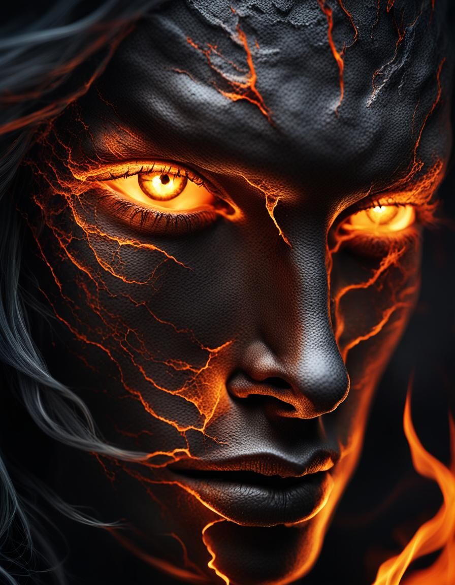 Molten Lava Face in Surreal Digital Art
