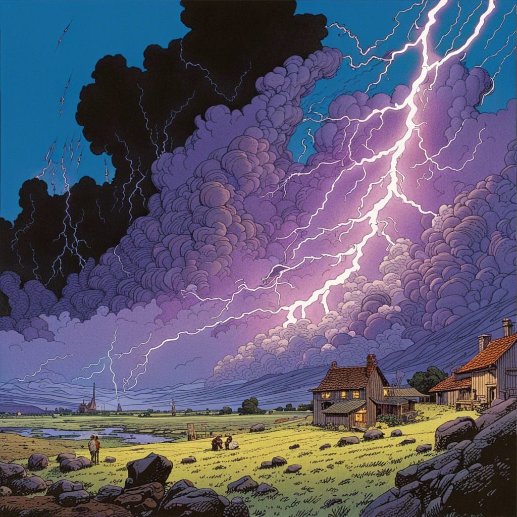 Spectacular Lightning Storm in Comic Book Style