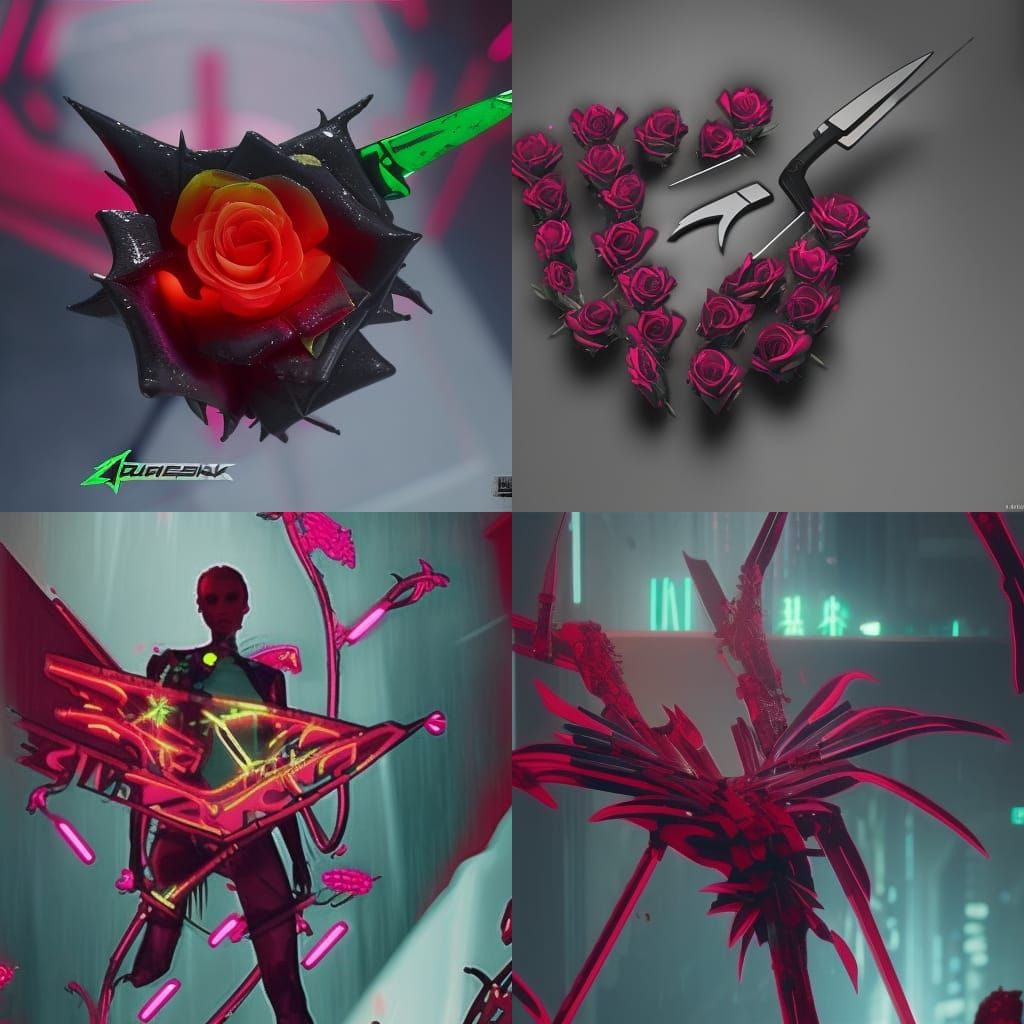 Cyberpunk Rose with Thorns in Toxic Environment