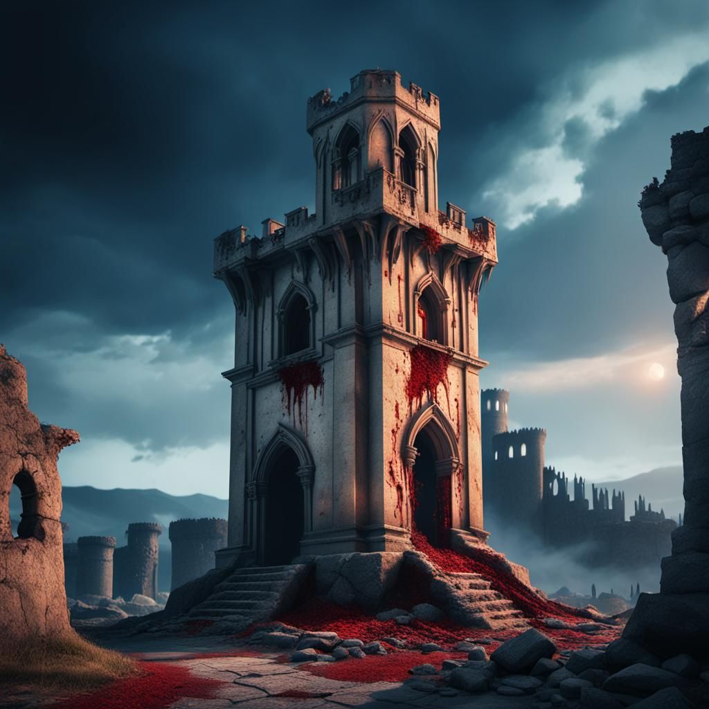 Gothic Dark Fantasy Tower in Ominous Light