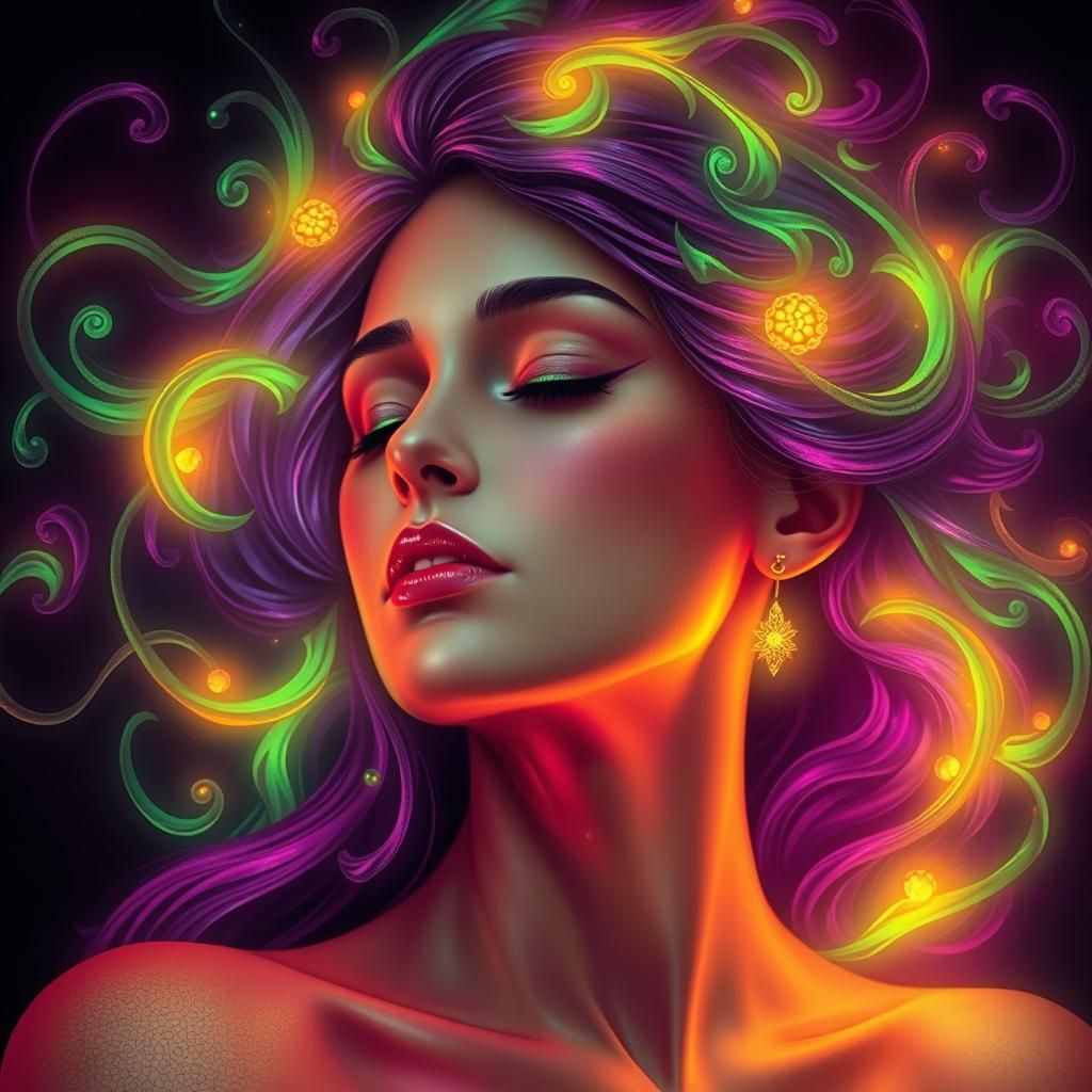 Ethereal Woman's Face in Art Nouveau Style