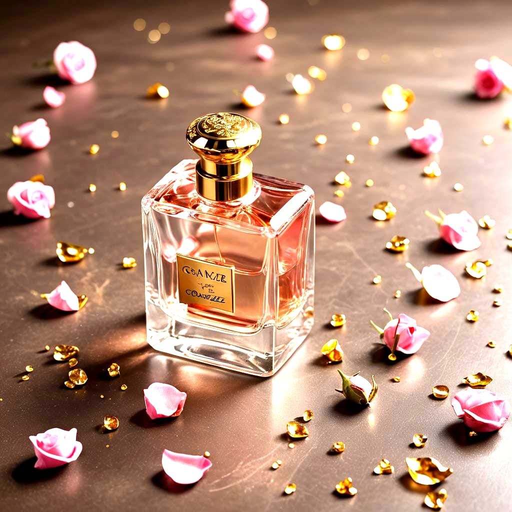 Elegant Rose Perfume Bottle Still Life