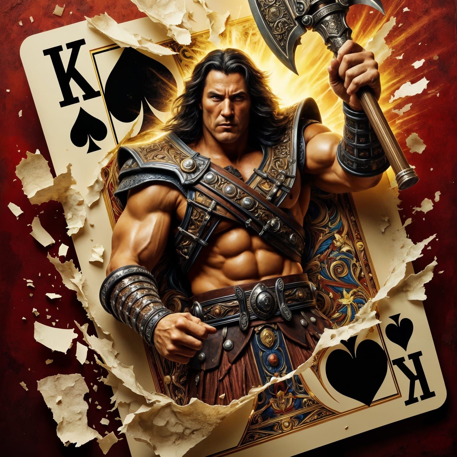 Conan the Barbarian Breaks Free in Neo-Expressionist Oil Pai...