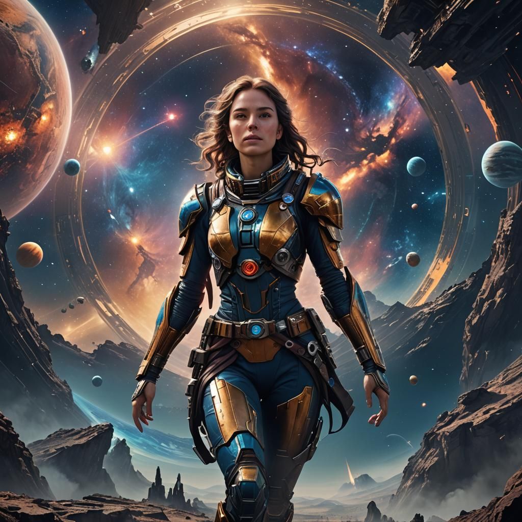 Dream Woman in Galactic Landscape: Digital Matte Painting