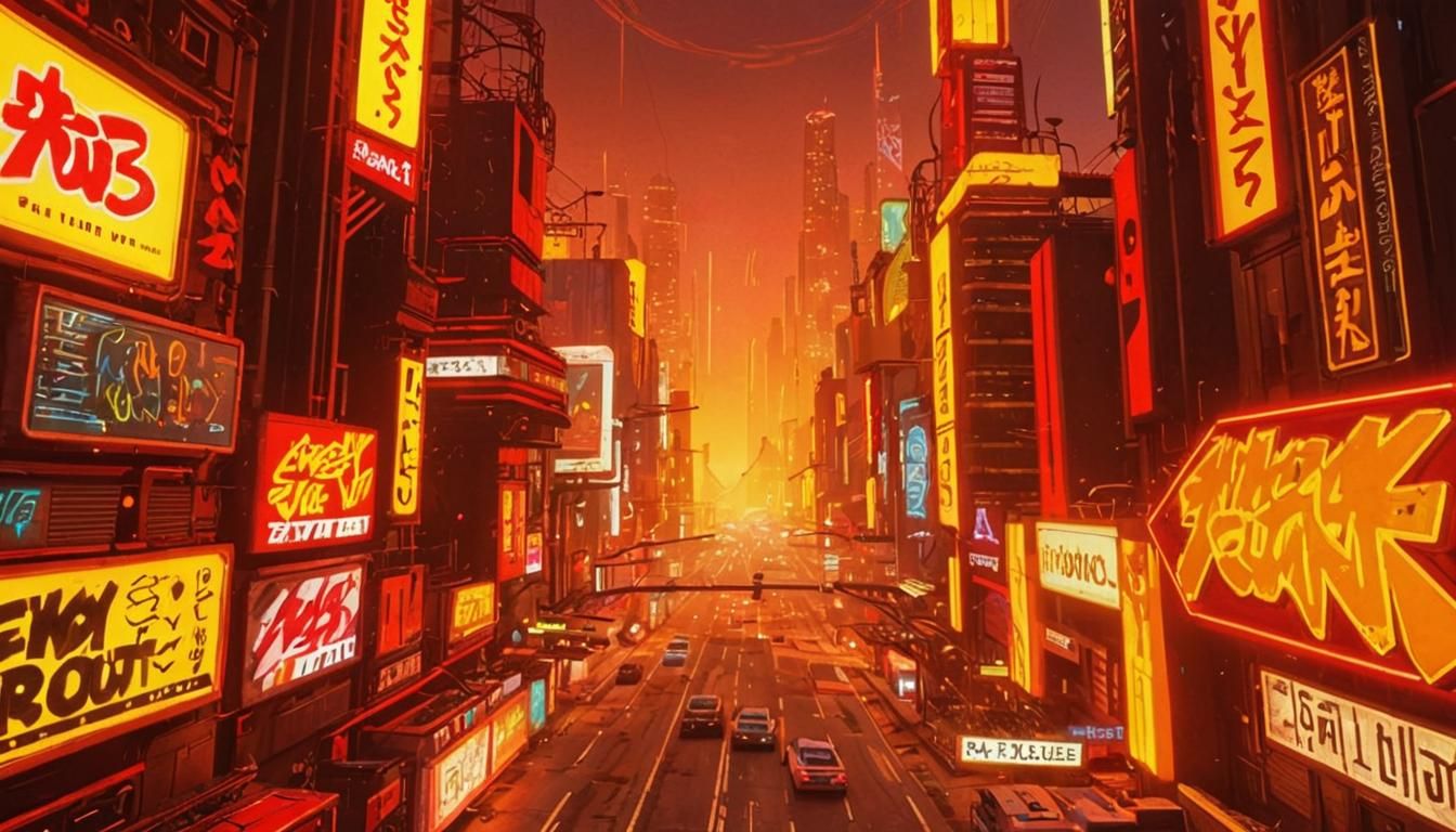 Futuristic Neon Metropolis in Wipeout 2097 Style