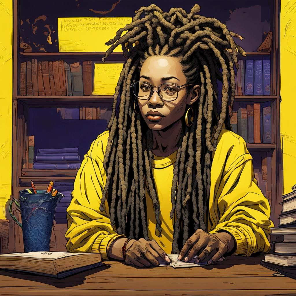 Sassy Woman with Dreads: Detailed Matte Painting