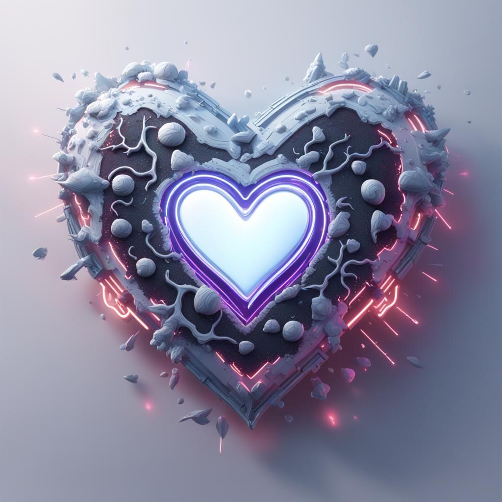 Bright White Neon Heart Digital Art