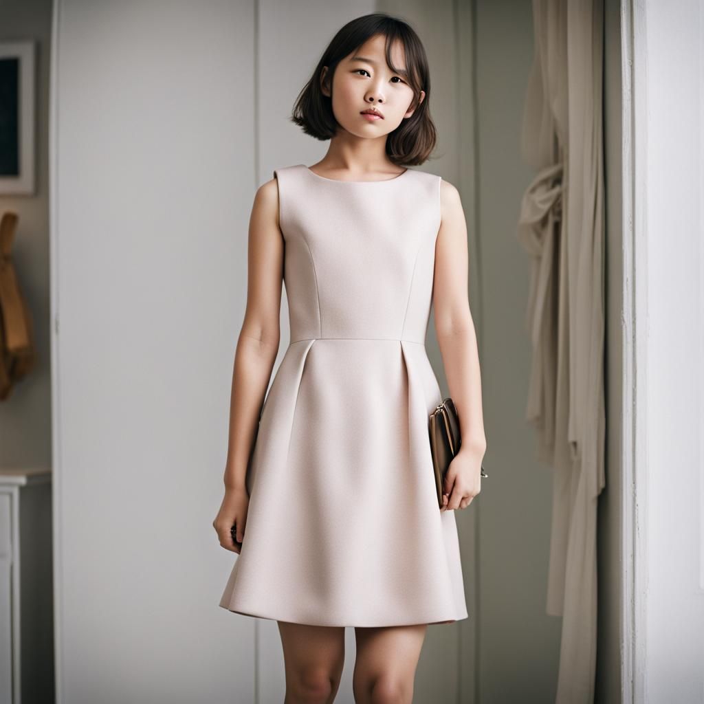 Girl in Sleeveless Dress AI Image