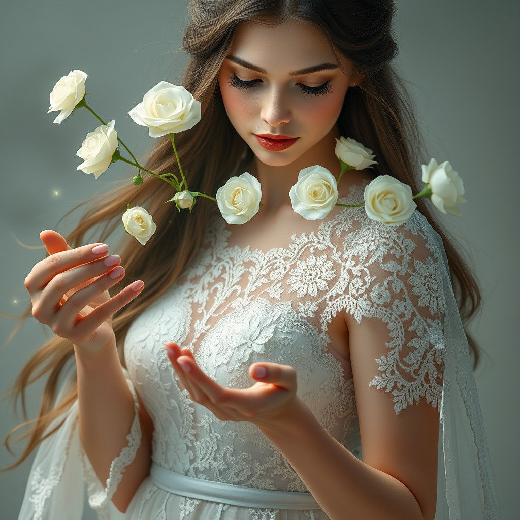 Woman Conjuring Roses: Fantasy Concept Art