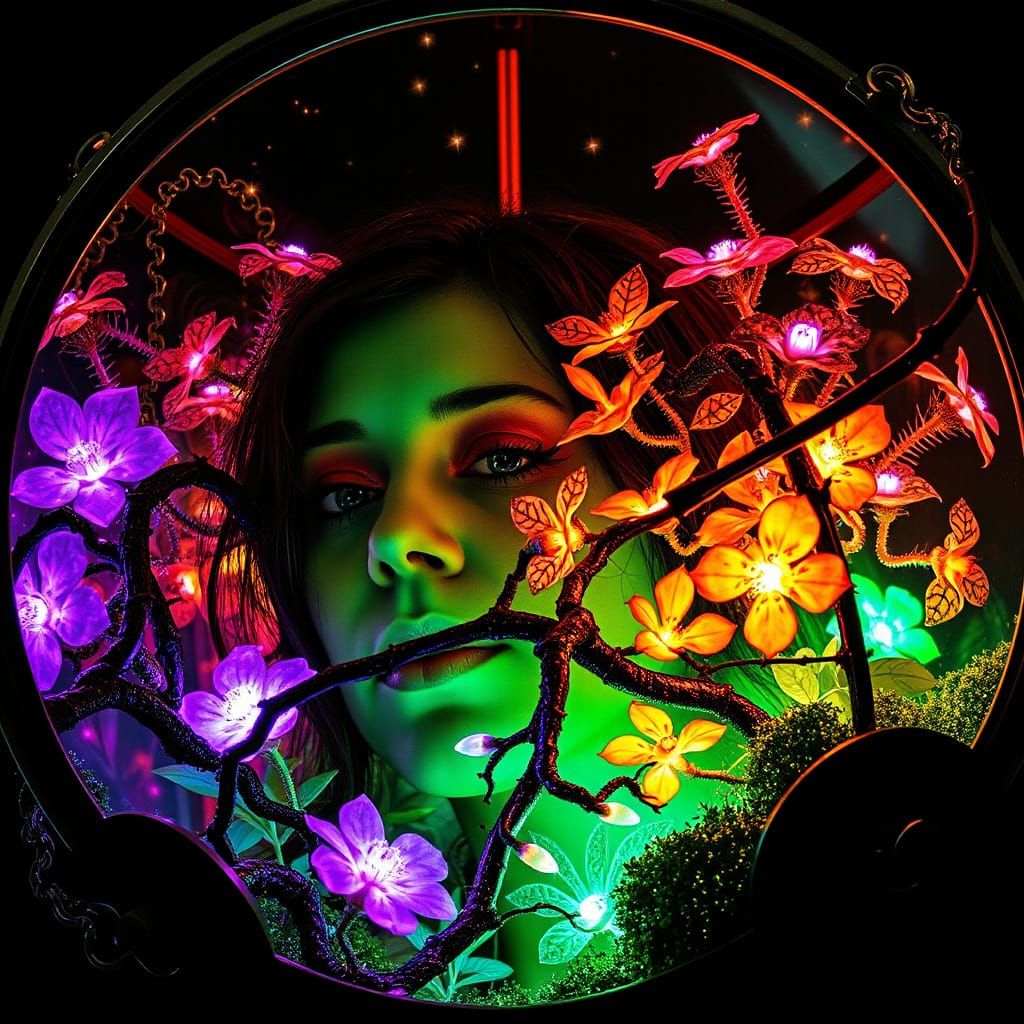 Gothic Poison Ivy Cultivating Bioluminescent Flora