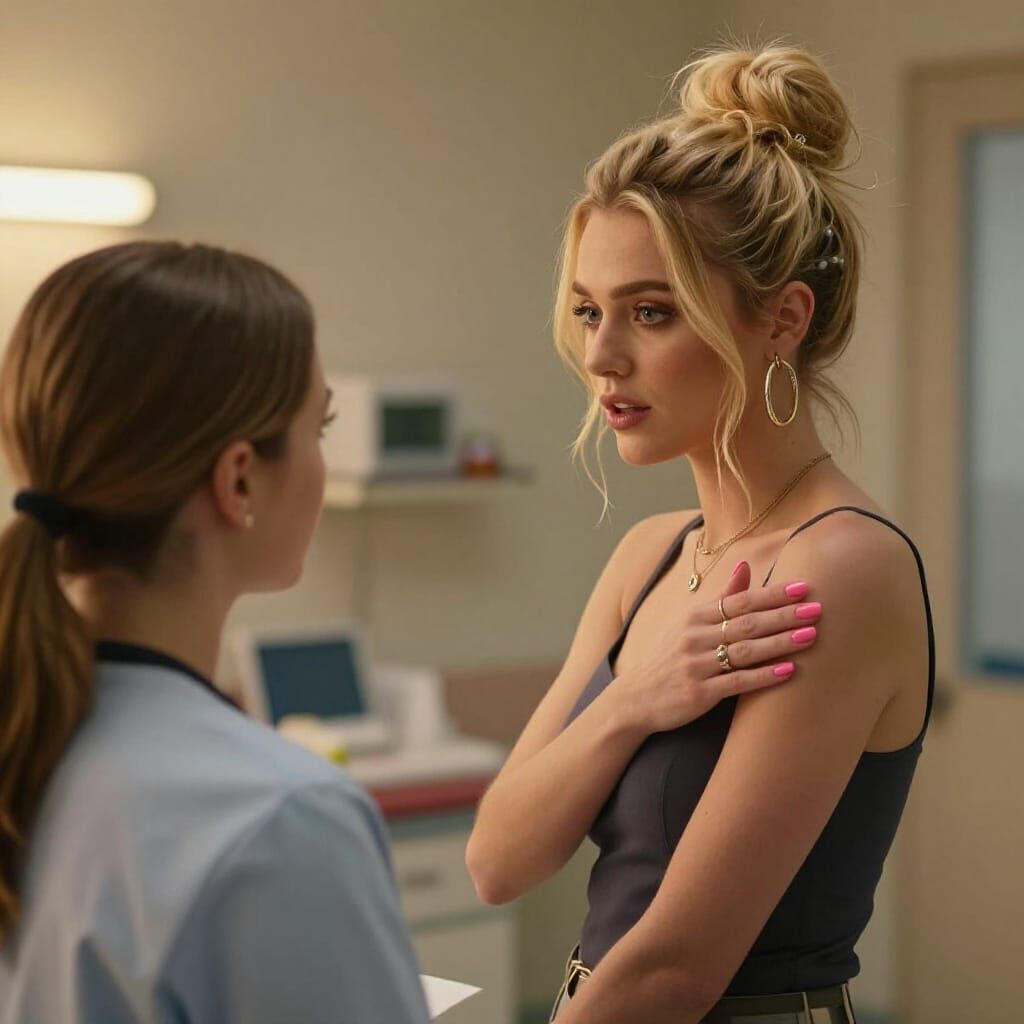 Doctor Examines Patient's Shoulder in Hospital