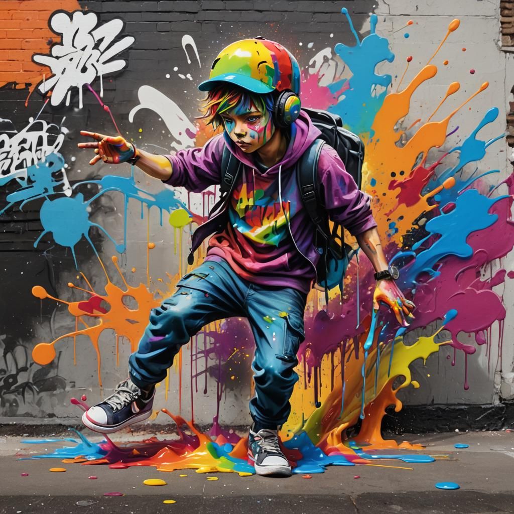 Colorful Graffiti Rainbow Chaser: Splash Art Style