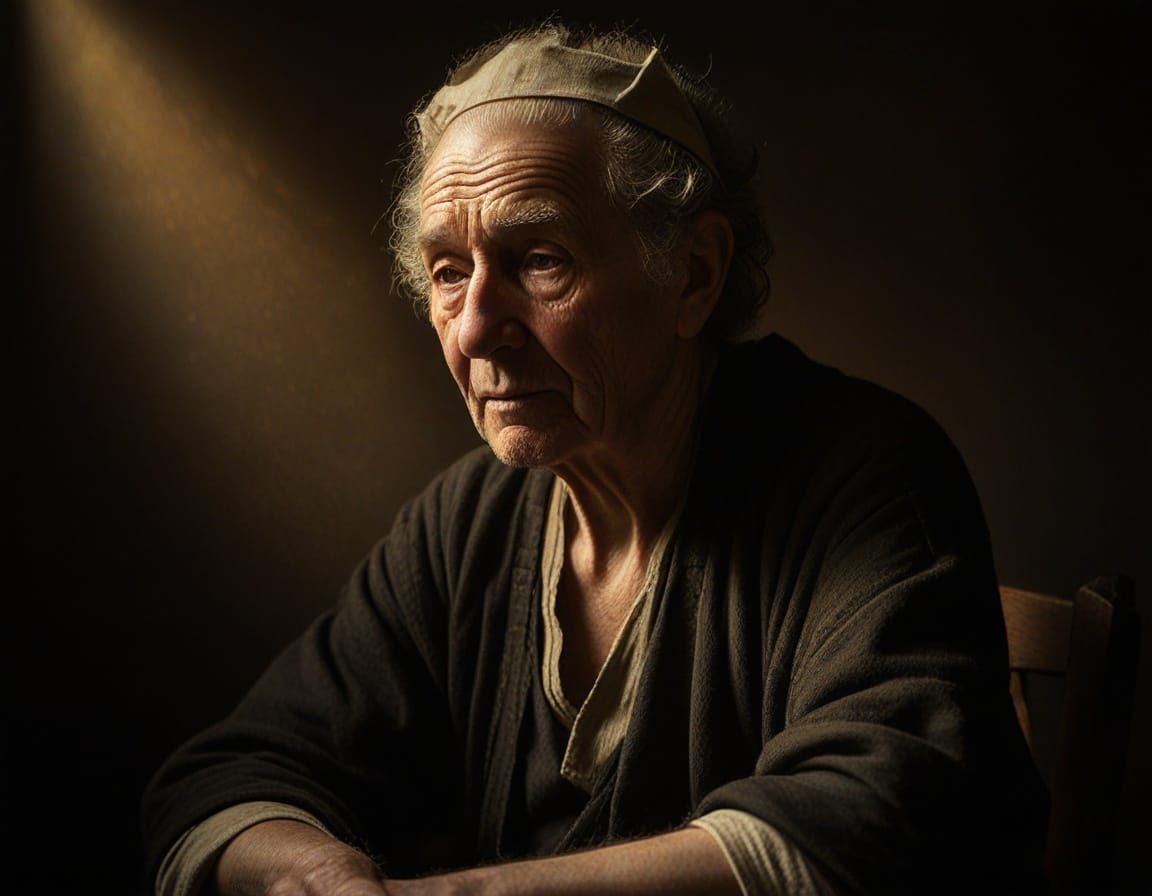 Elderly Figure in Golden Hush