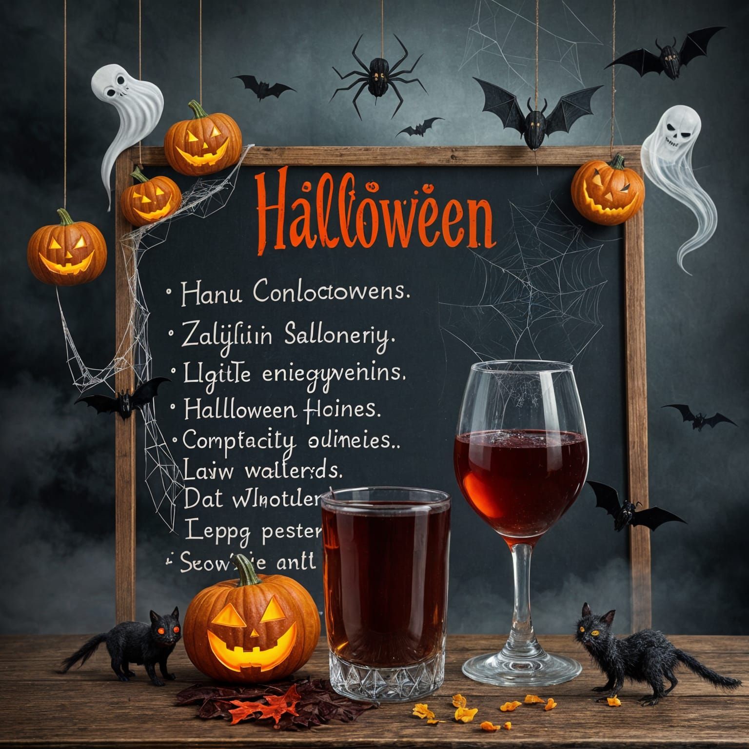 Halloween Cafeteria Menu with Spooky Decorations