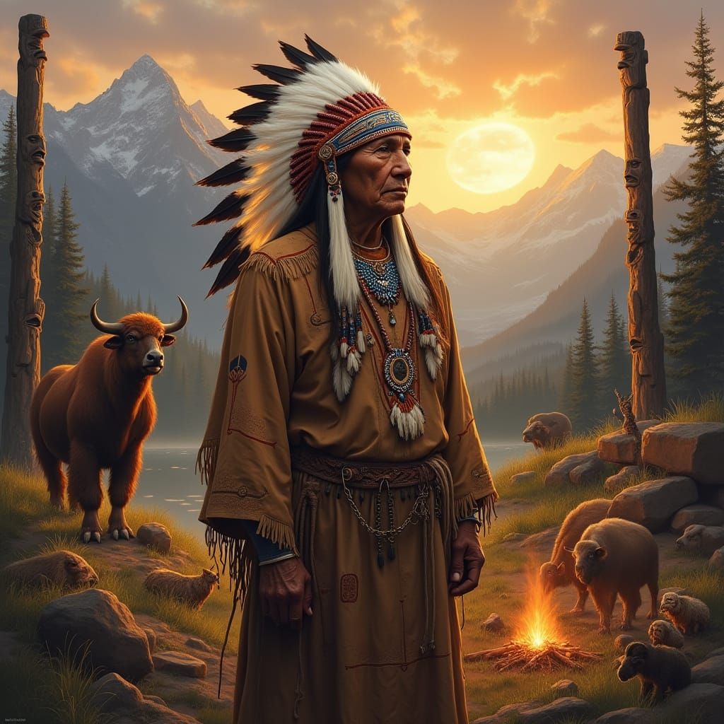 Portrait of an American Indian elder