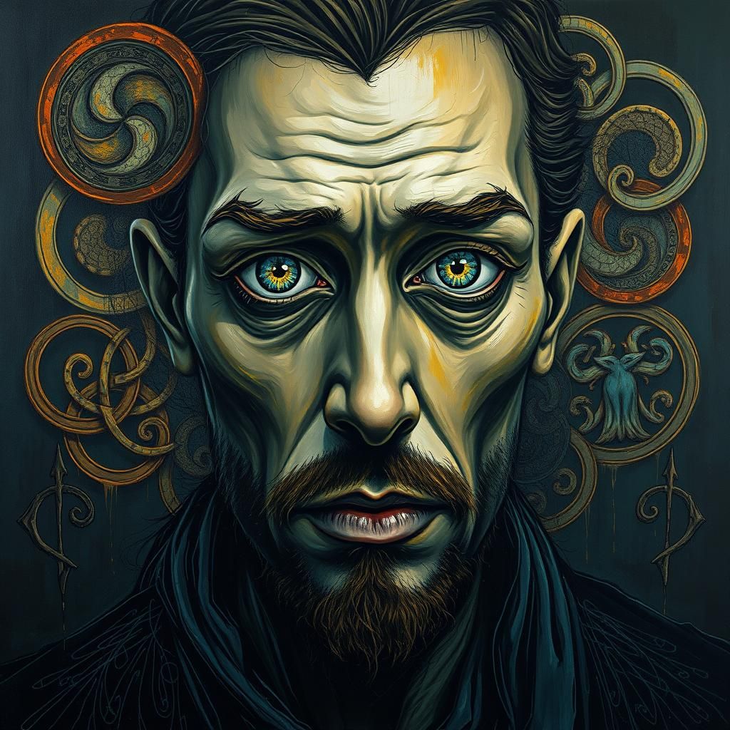 Soulful Portrait in Surreal Impasto Style