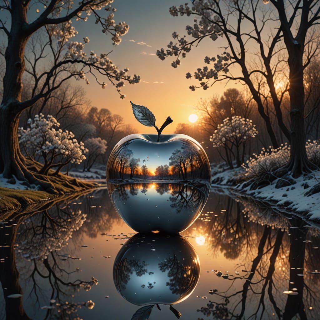Silver Apple Reflecting Paradise at Sunset