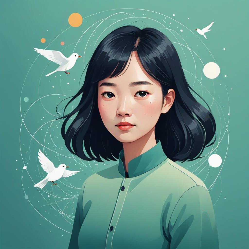 Friendly AI Assistant in Modern Minimalist Illustration