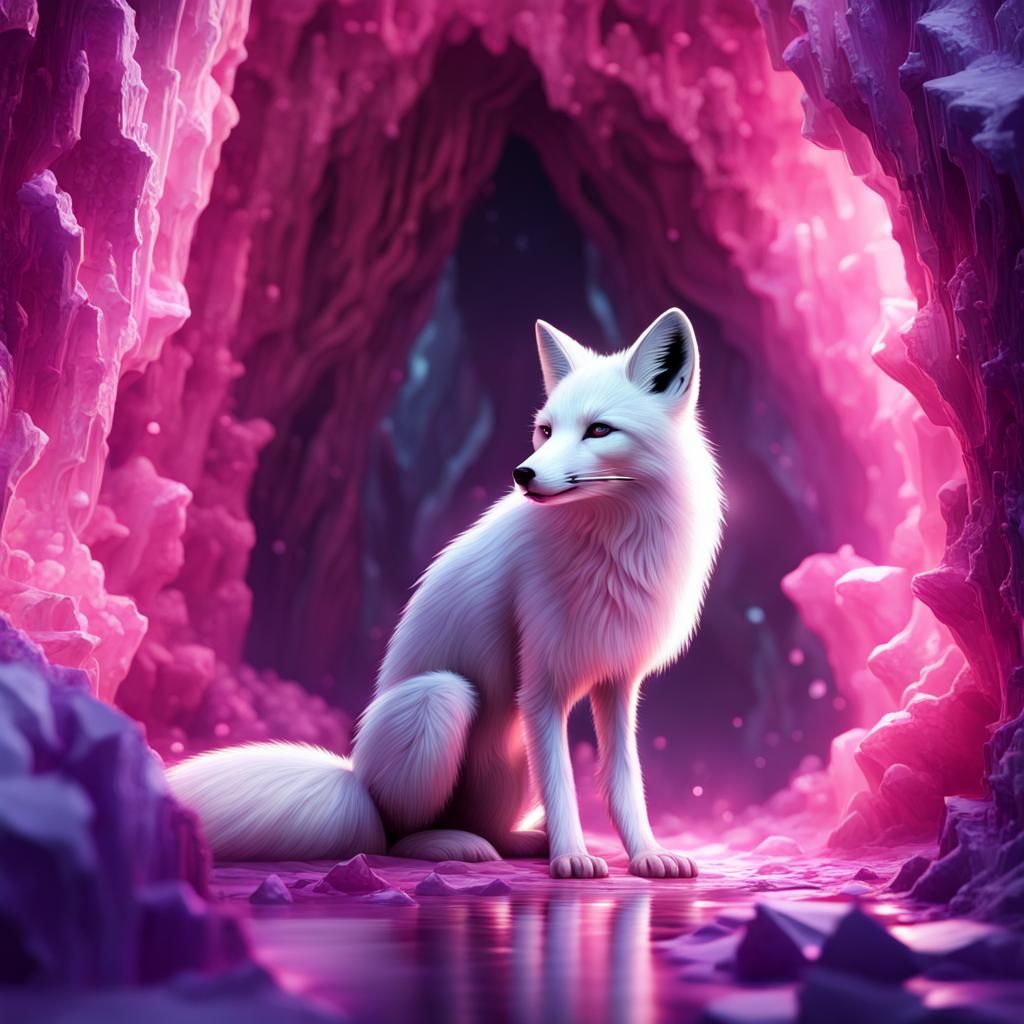 Fox in a Crystalline Cave: Fantasy Concept Art
