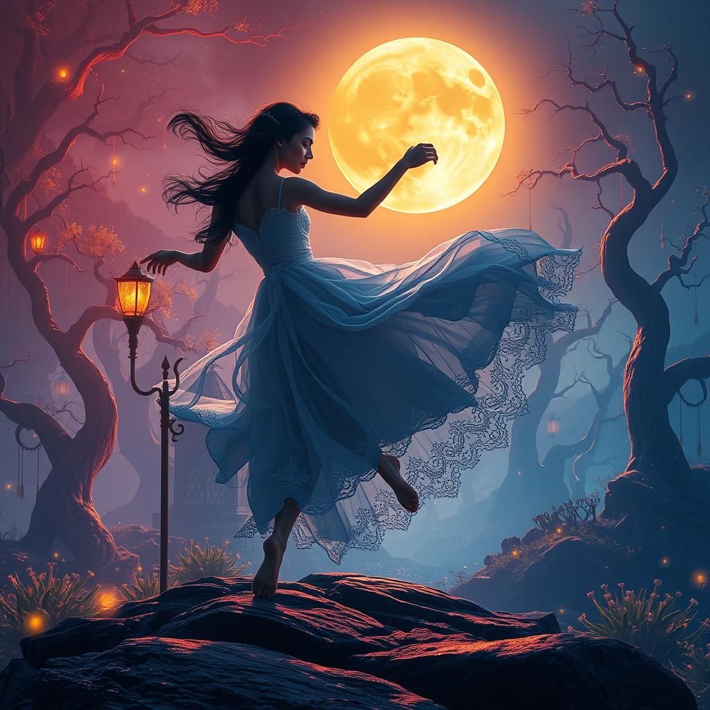 Moonlit Dance in Mystical Forest, Unreal Engine 5