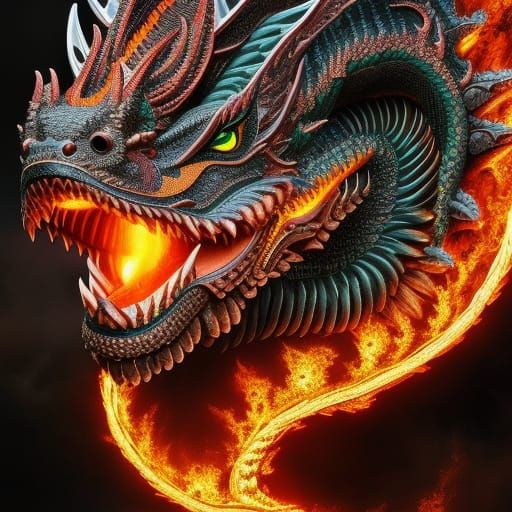 Hyperrealistic Dragon Emerges from Volcano in Rococo Style