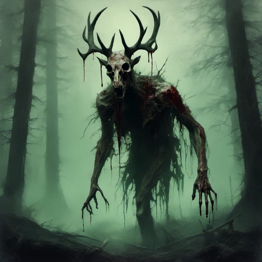 Sinister Wendigo Unleashed in Dark Forest