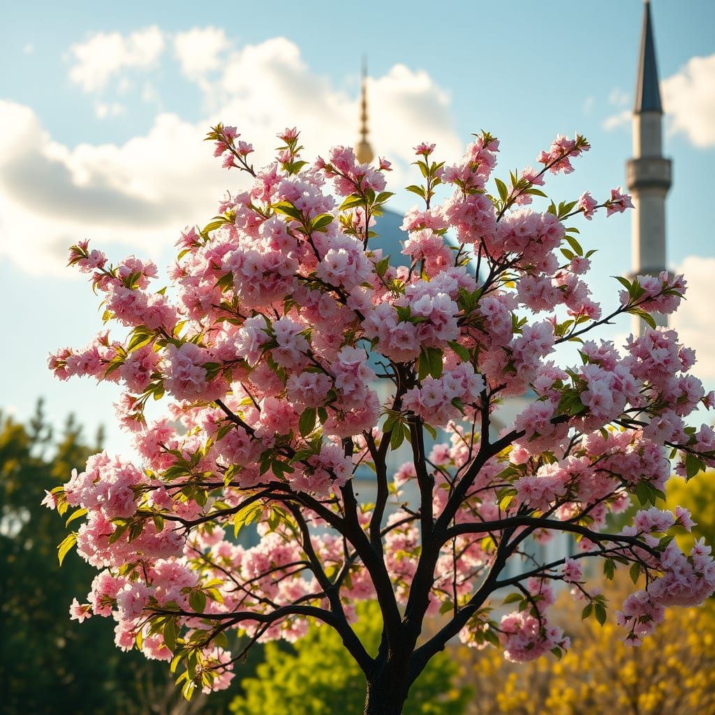 Majestic Cherry Blossom Tree in Serene Spring Setting