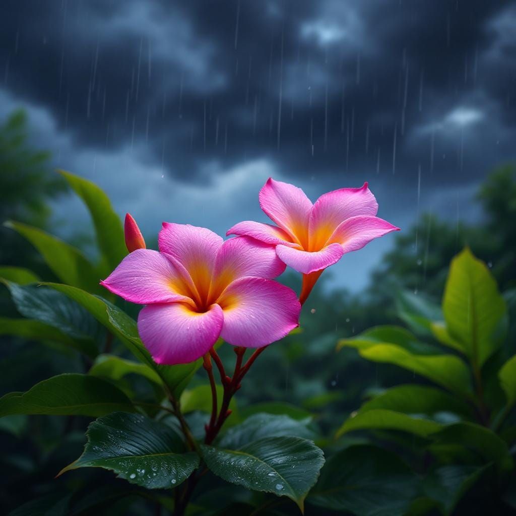 Frangipani Flower in Dark Fantasy Style