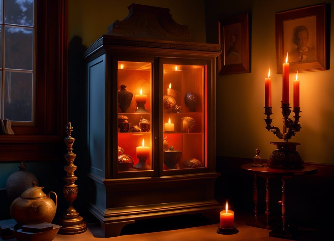 Ancient Artifact Displayed in Old Museum at Twilight