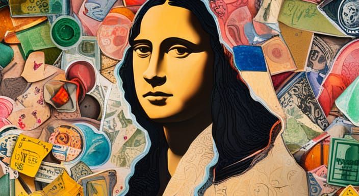 Mona Lisa Collage Art with Stickers