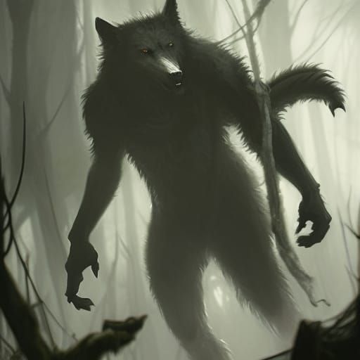 Cyberpunk Fantasy Beast in a Dark, Vivid Forest