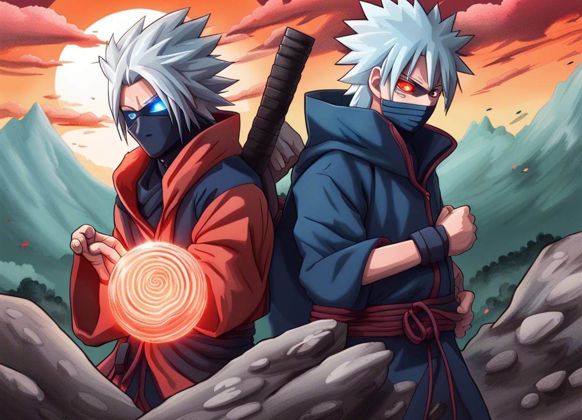 Kakashi and Madara Uchiha with Rasengan: Anime Art