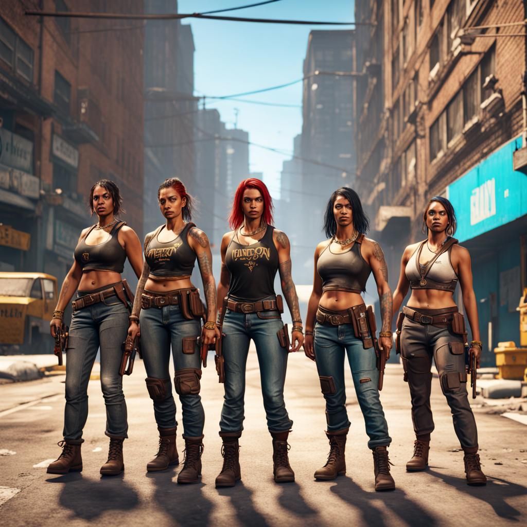 Amazon Warrior Street Gang in GTA: Detailed Art