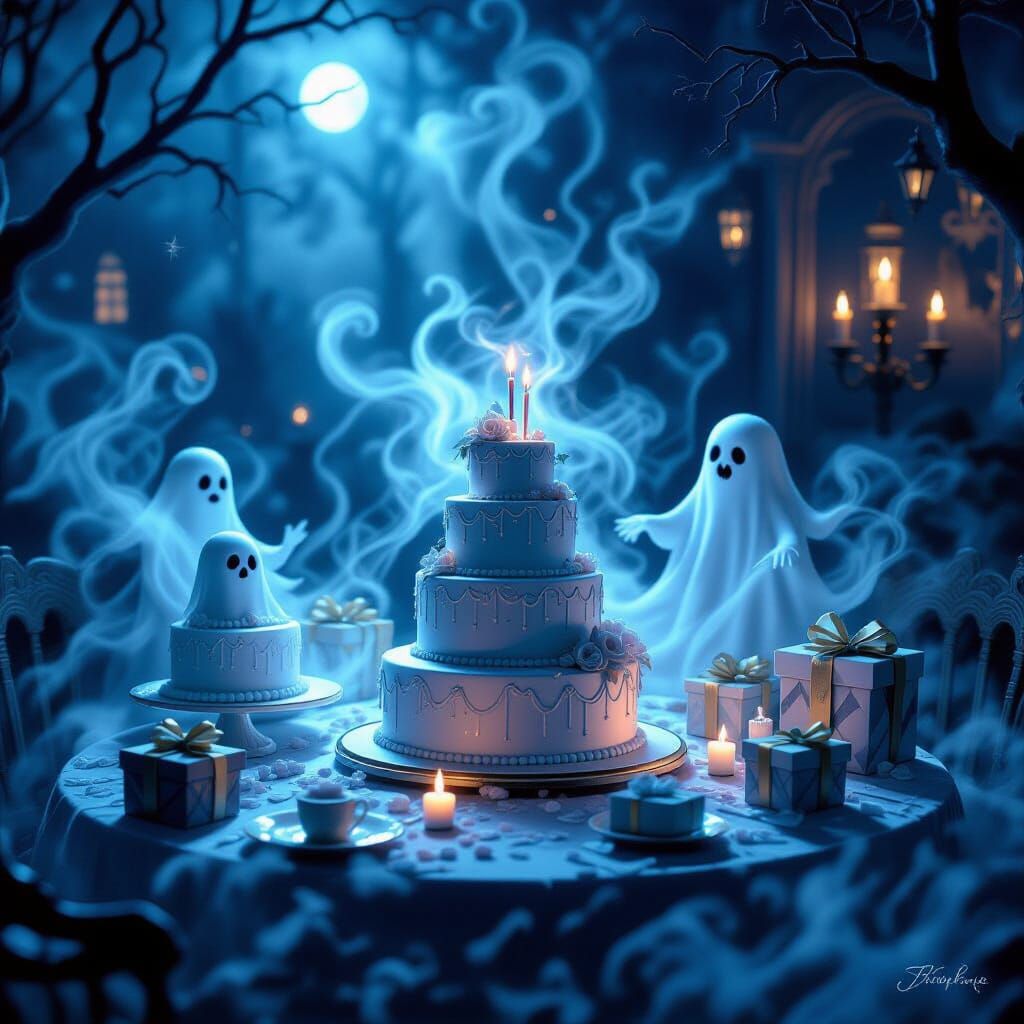 Eerie Birthday Party with Ghostly Cakes and Haunted Gifts