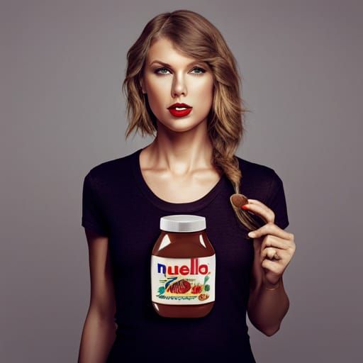 Taylor Swift Nutella: Hyperrealistic Splash Art Portrait