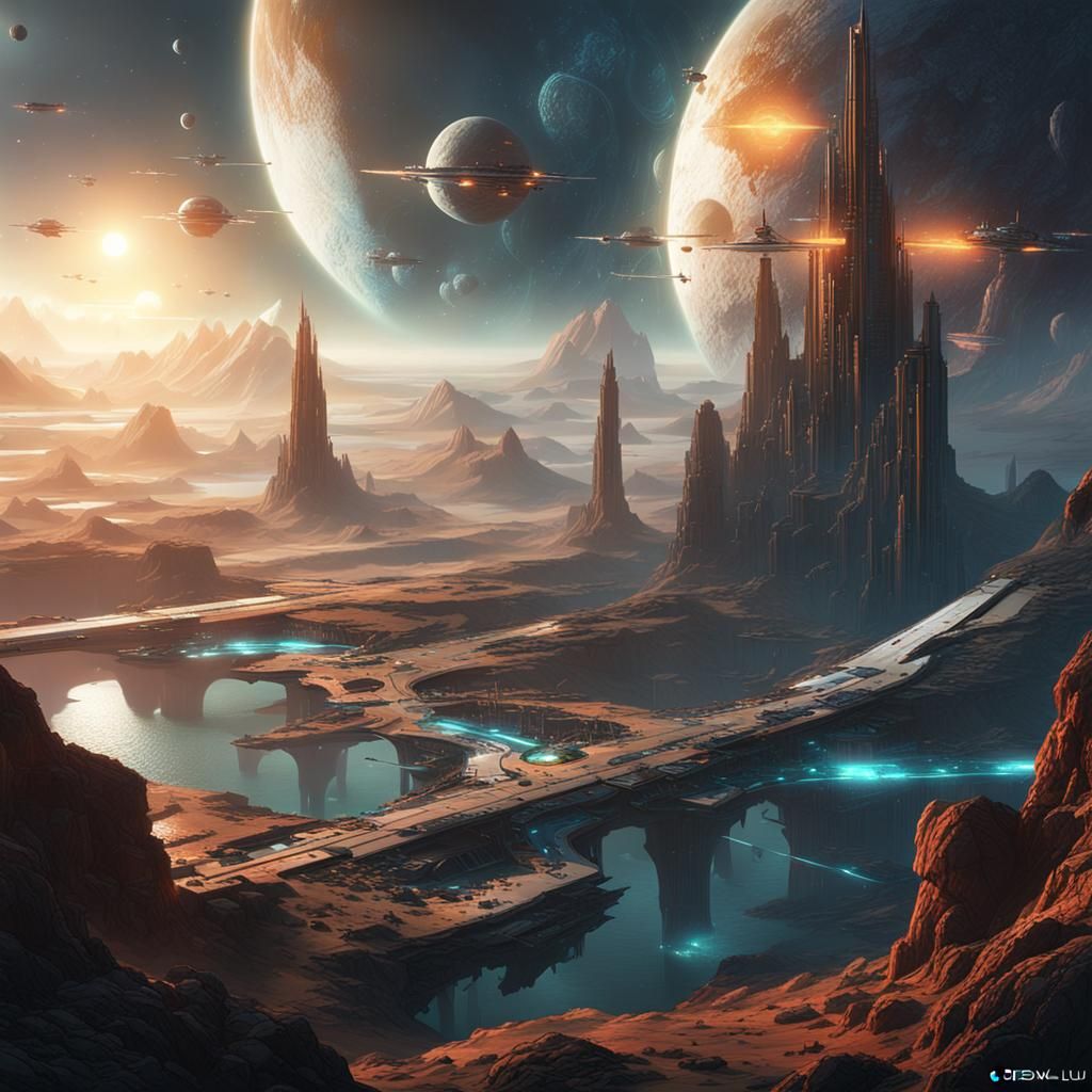 Trisolaran Homeworld: A Detailed Matte Painting